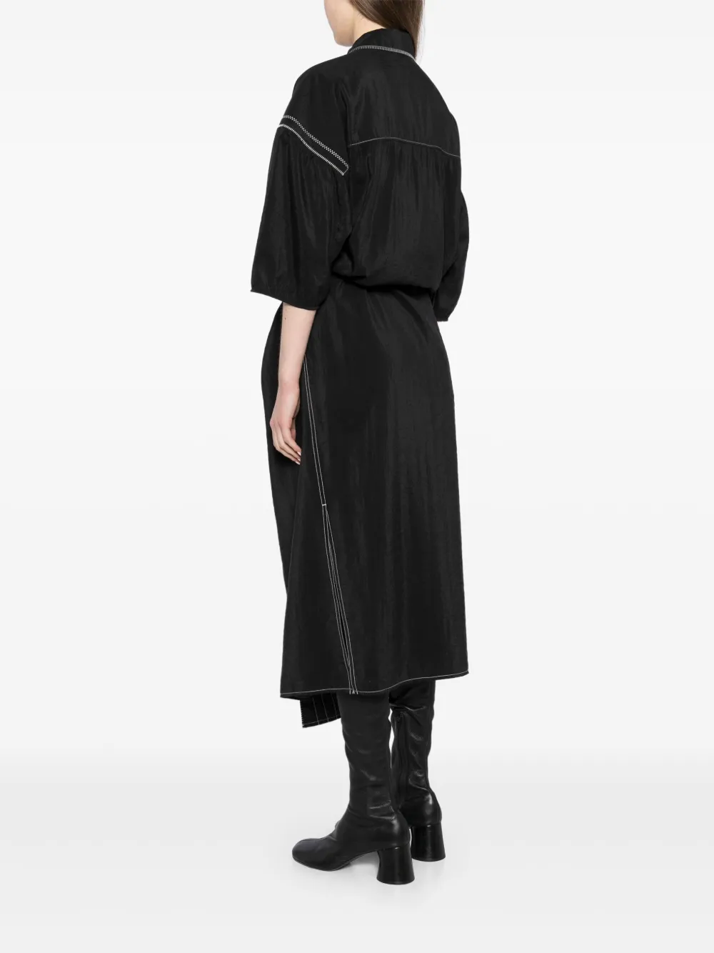 LEMAIRE Blousejurk met decoratief stiksel Zwart