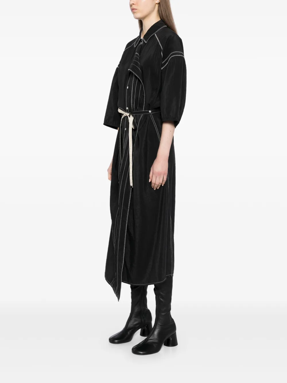 LEMAIRE Blousejurk met decoratief stiksel Zwart