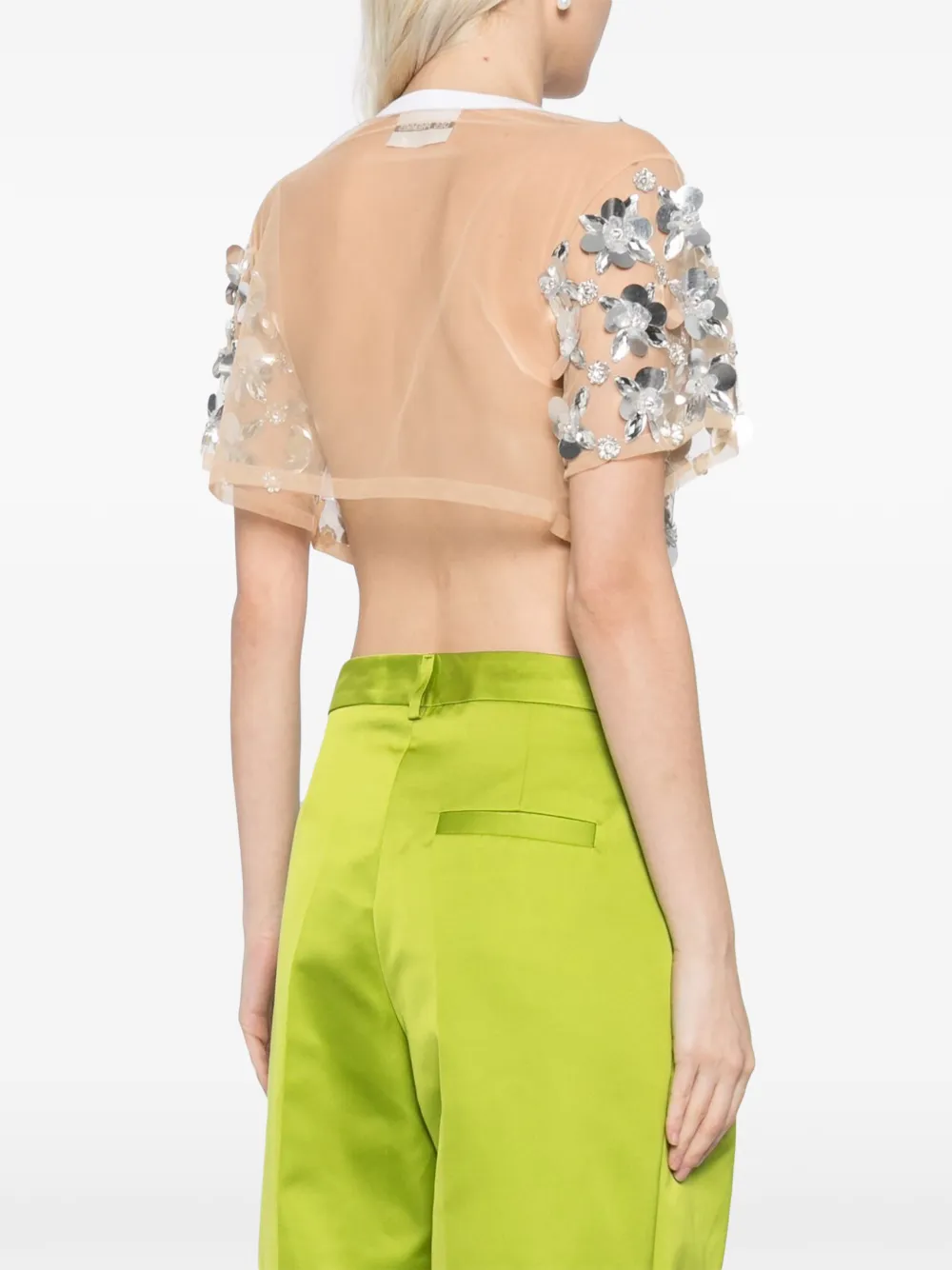 DES PHEMMES sequin-crystal-embellished top | Neutrals | Image 1