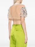 DES PHEMMES sequin-crystal-embellished top - Neutrals