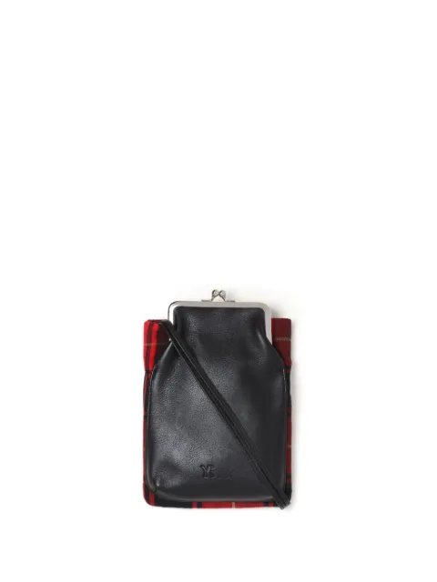 Y's tartan-check leather mini bag