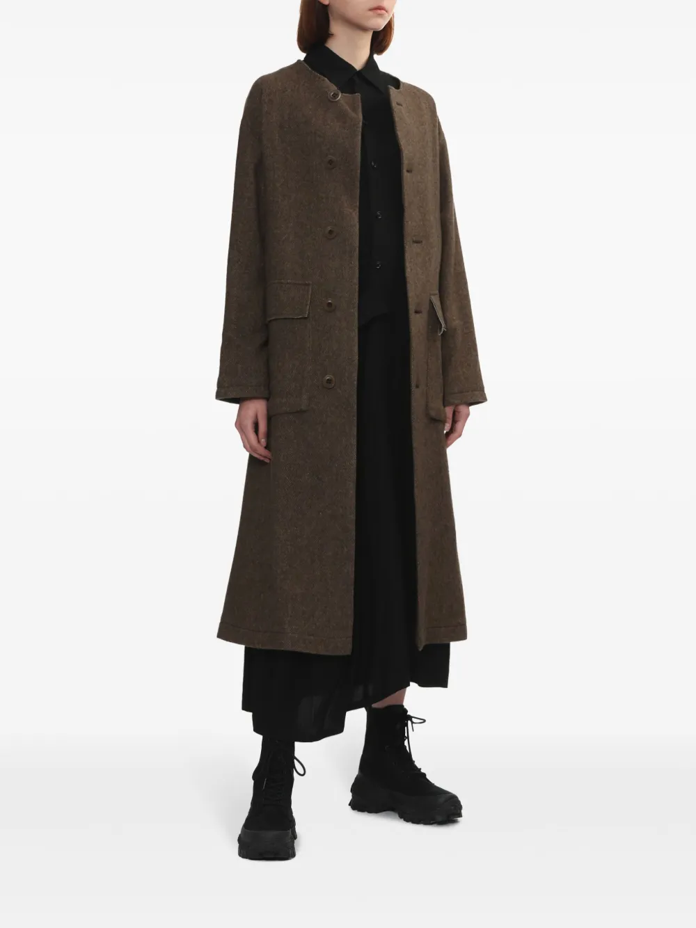 Y's flap-pocket coat - Bruin