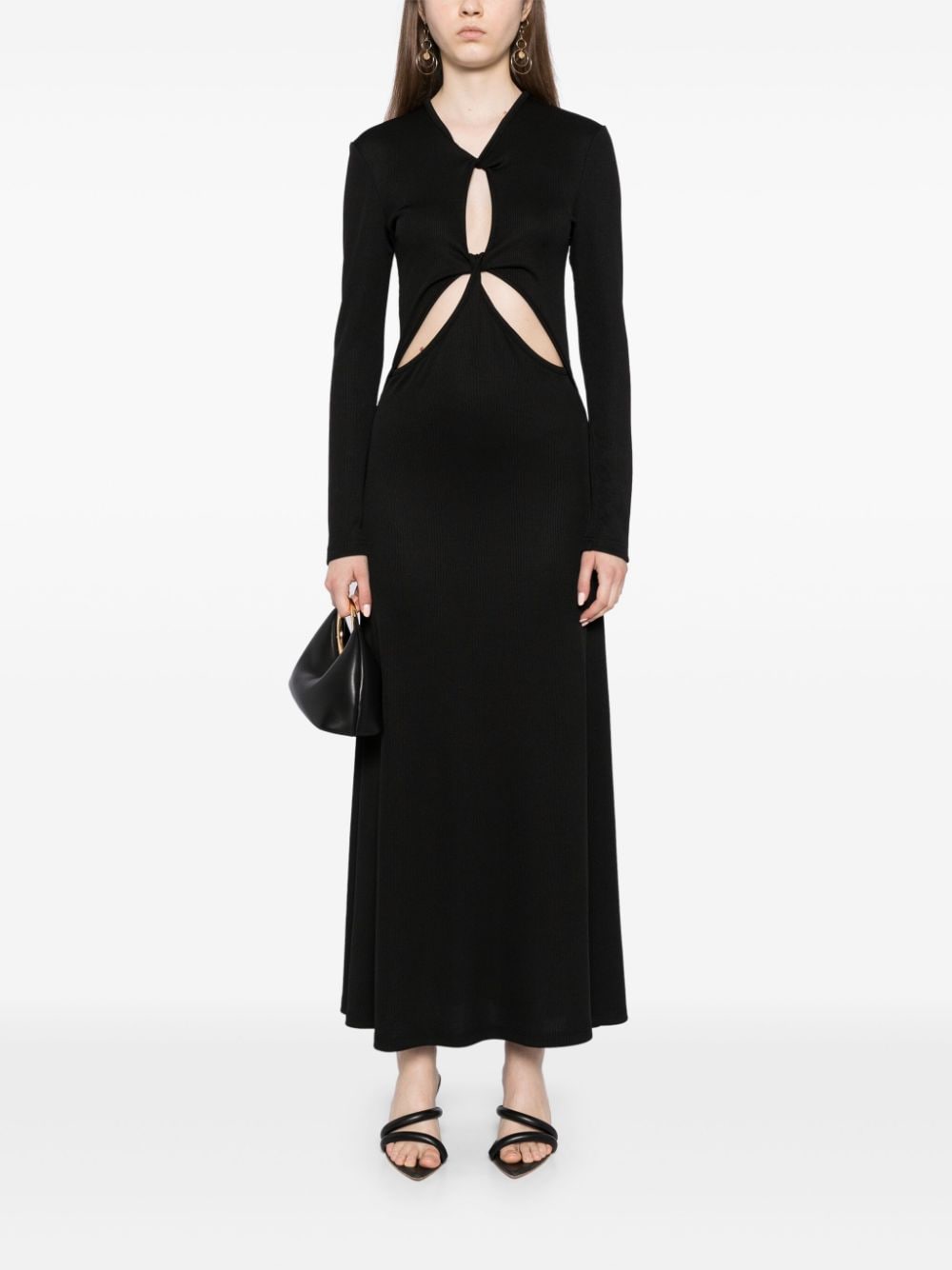 Shop Christopher Esber Open Twist Anglaise Dress In Black