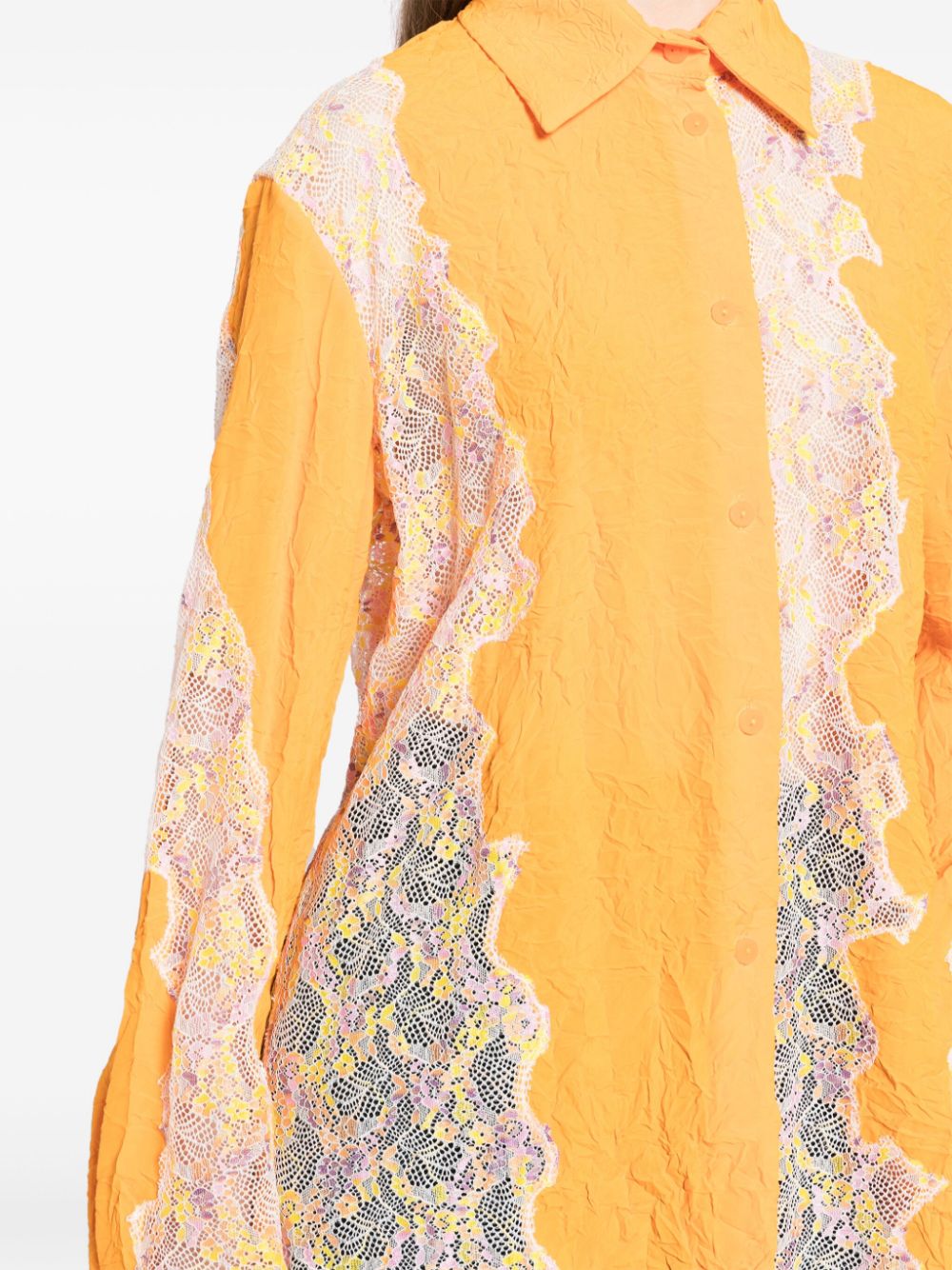 Shop Christopher Esber Crimped Lace Shirt In Orange