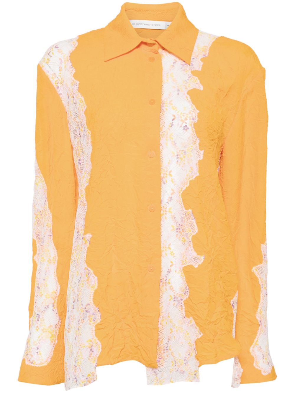 Shop Christopher Esber Crimped Lace Shirt In Orange