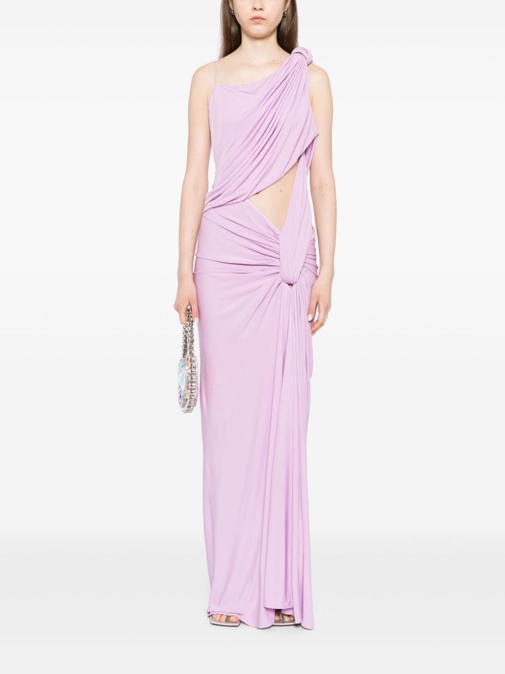 Shop Christopher Esber Twisted Lever Dress In Purple