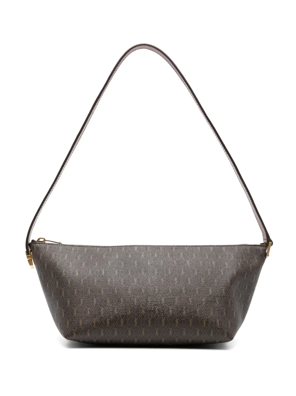 Saint Laurent Schoudertas met monogramprint Bruin