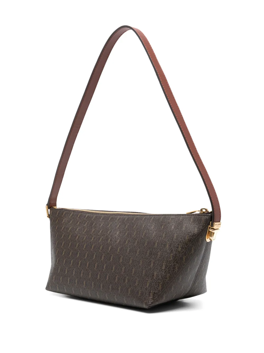 Saint Laurent Schoudertas met monogramprint Bruin