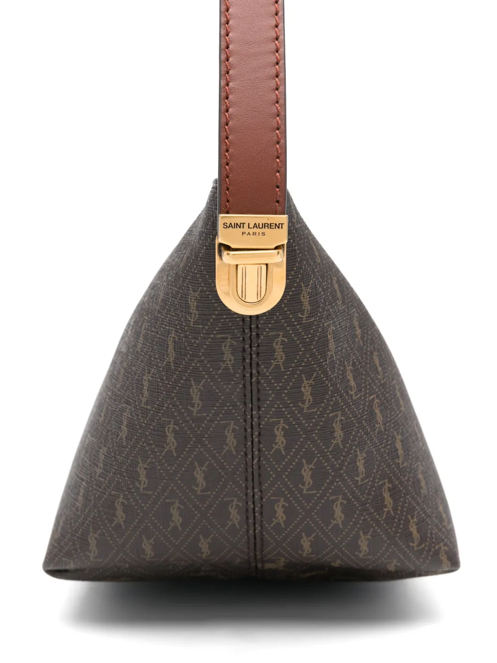 Saint Laurent Schoudertas met monogramprint Bruin
