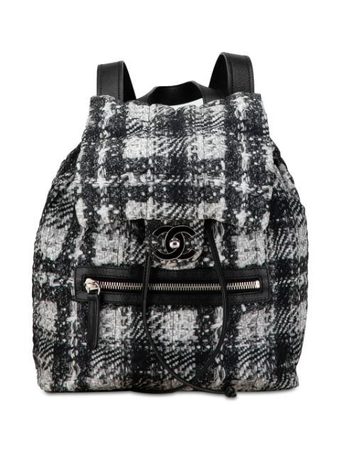 HOT SALE CHANEL 2013-2014 CC Nylon Tweed Printed backpack Women