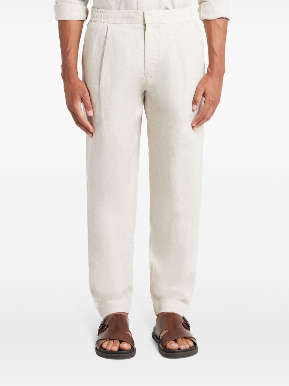 Shop Che Straight-leg Linen Trousers In White