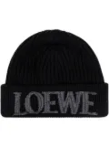 LOEWE Logo-embroidered beanie - Black