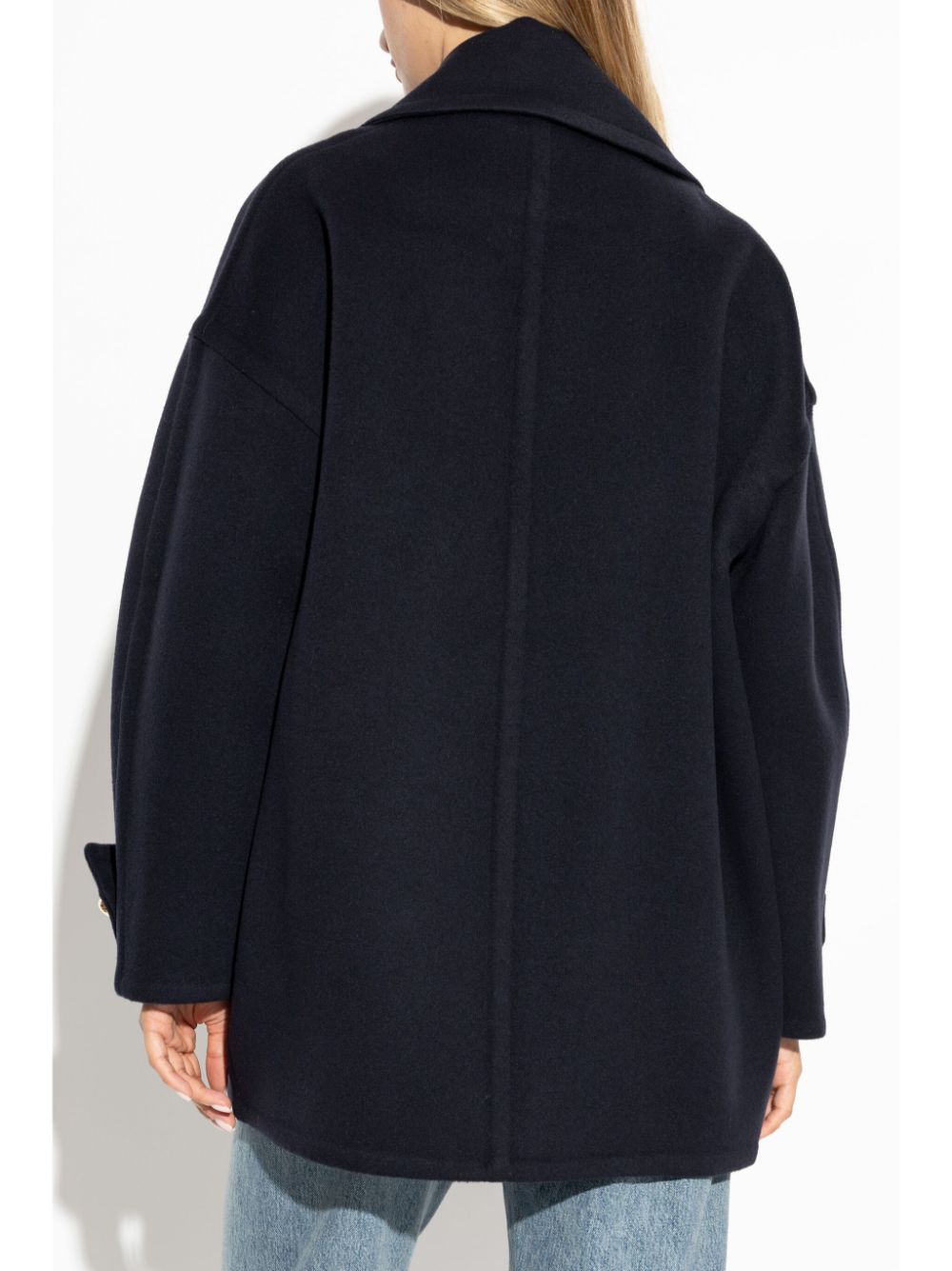 Shop Loewe Pebble Wool Peacoat In Blue