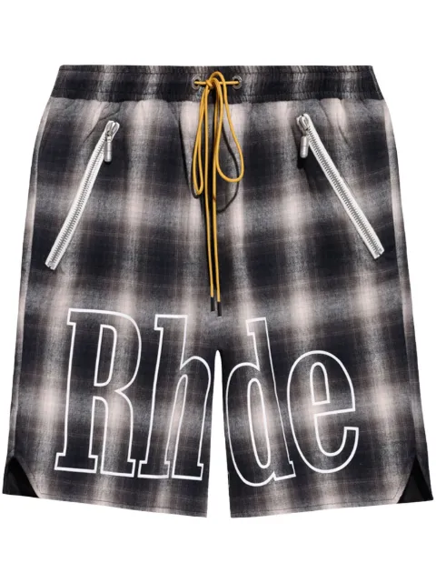 RHUDE check-print track shorts
