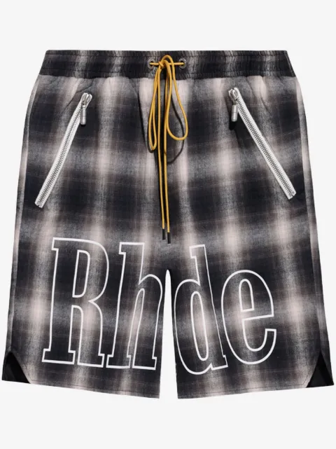 RHUDE check-print track shorts