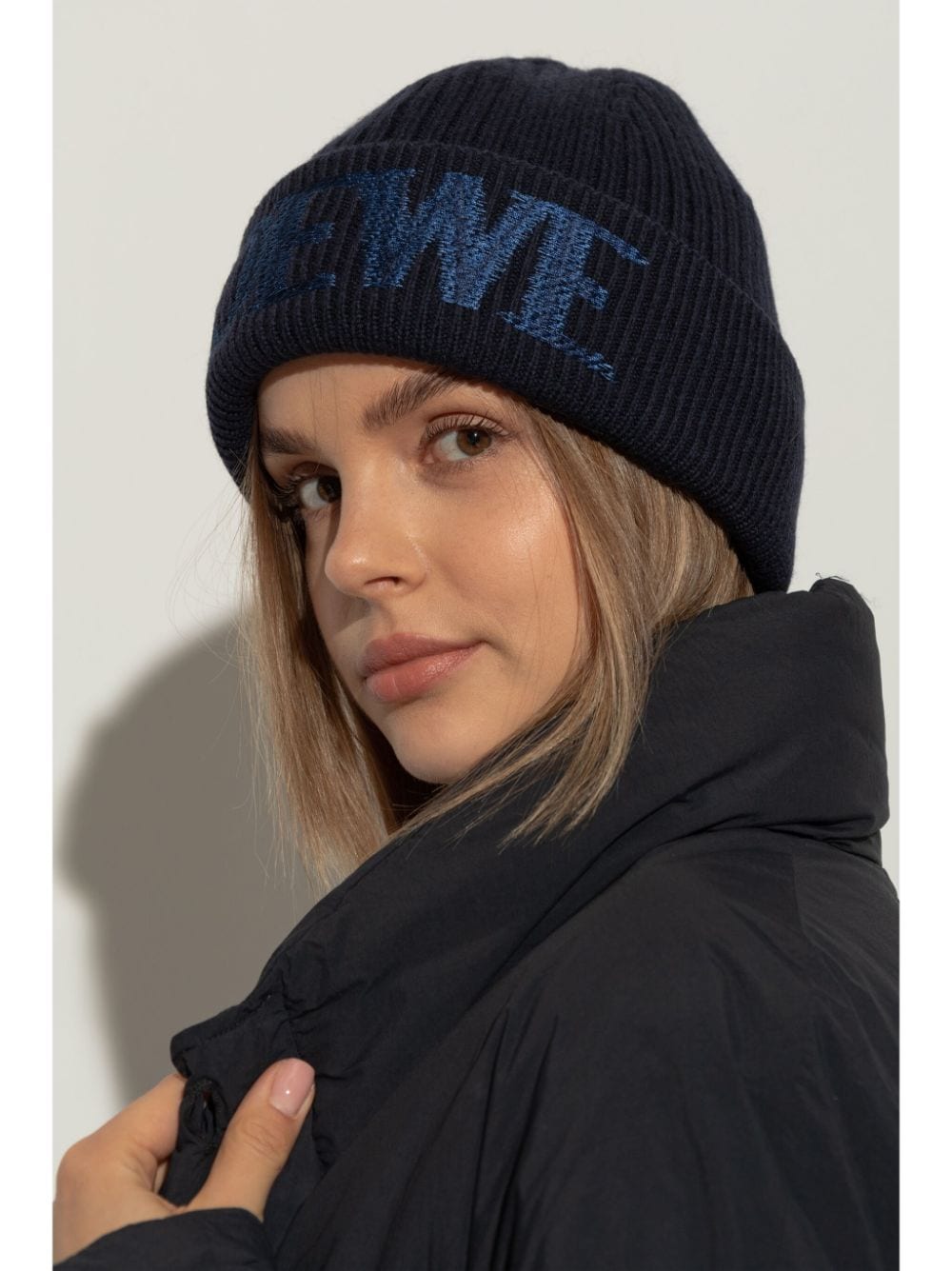 Shop Loewe Logo-embroidered Knit Hat In Blue