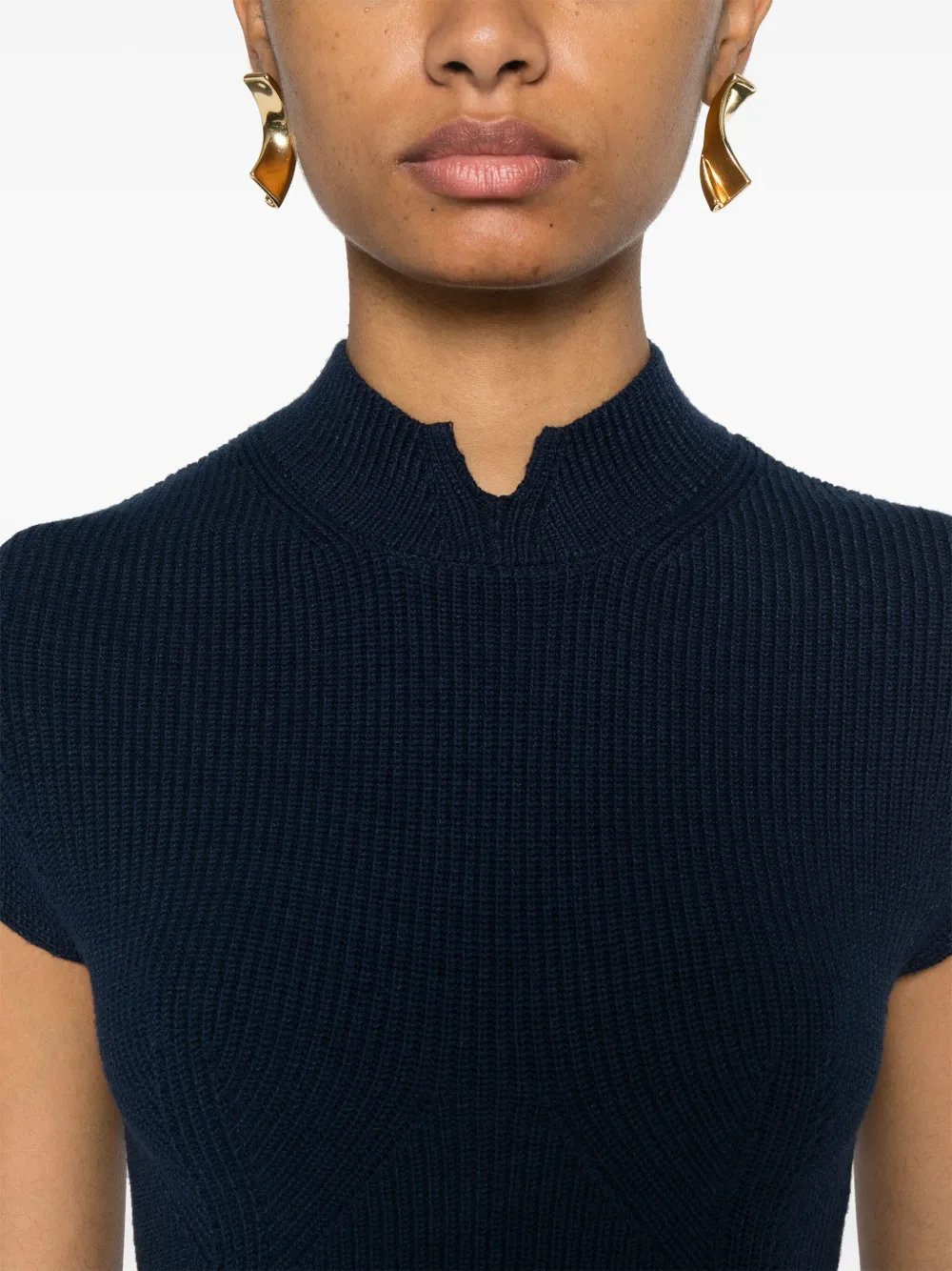 TWINSET Gebreide top met logo plakkaat Blauw
