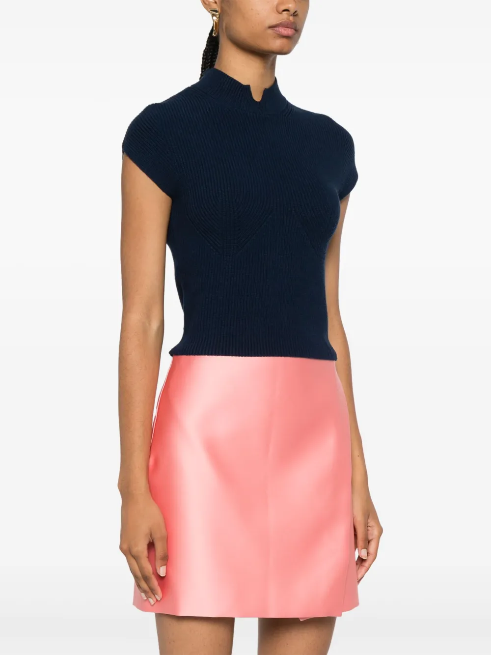 TWINSET Gebreide top met logo plakkaat Blauw