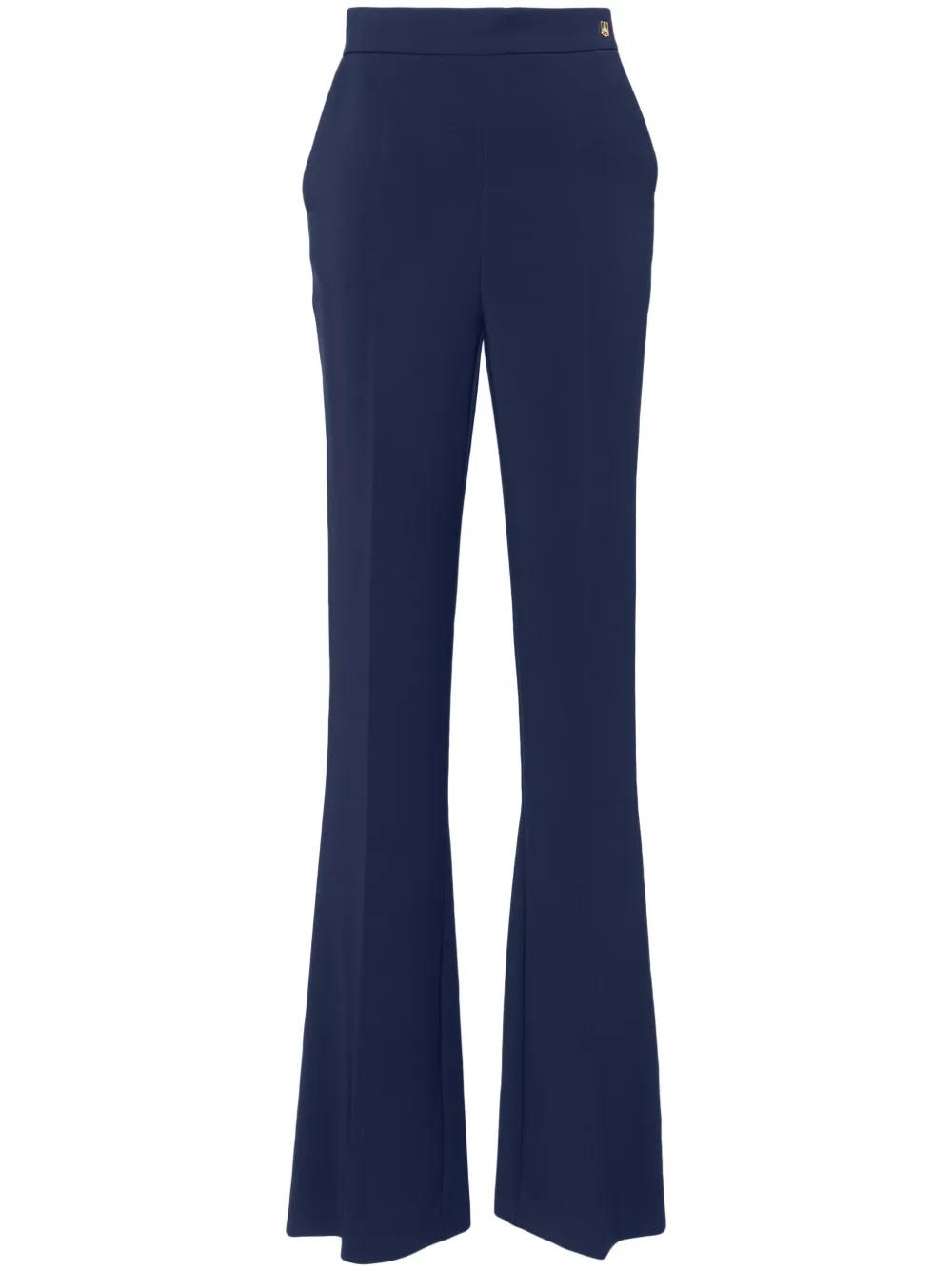 Elisabetta Franchi Crêpe broek met logo ringlets Blauw