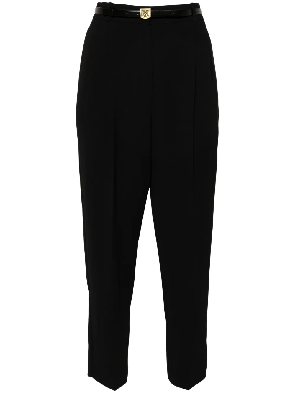 Elisabetta Franchi Crêpe broek met geborduurd logo Zwart