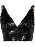 P.A.R.O.S.H. sequinned crop top - Black