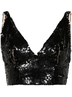Dolce & Gabbana スパンコール クロップドトップ | ブラック | FARFETCH JP