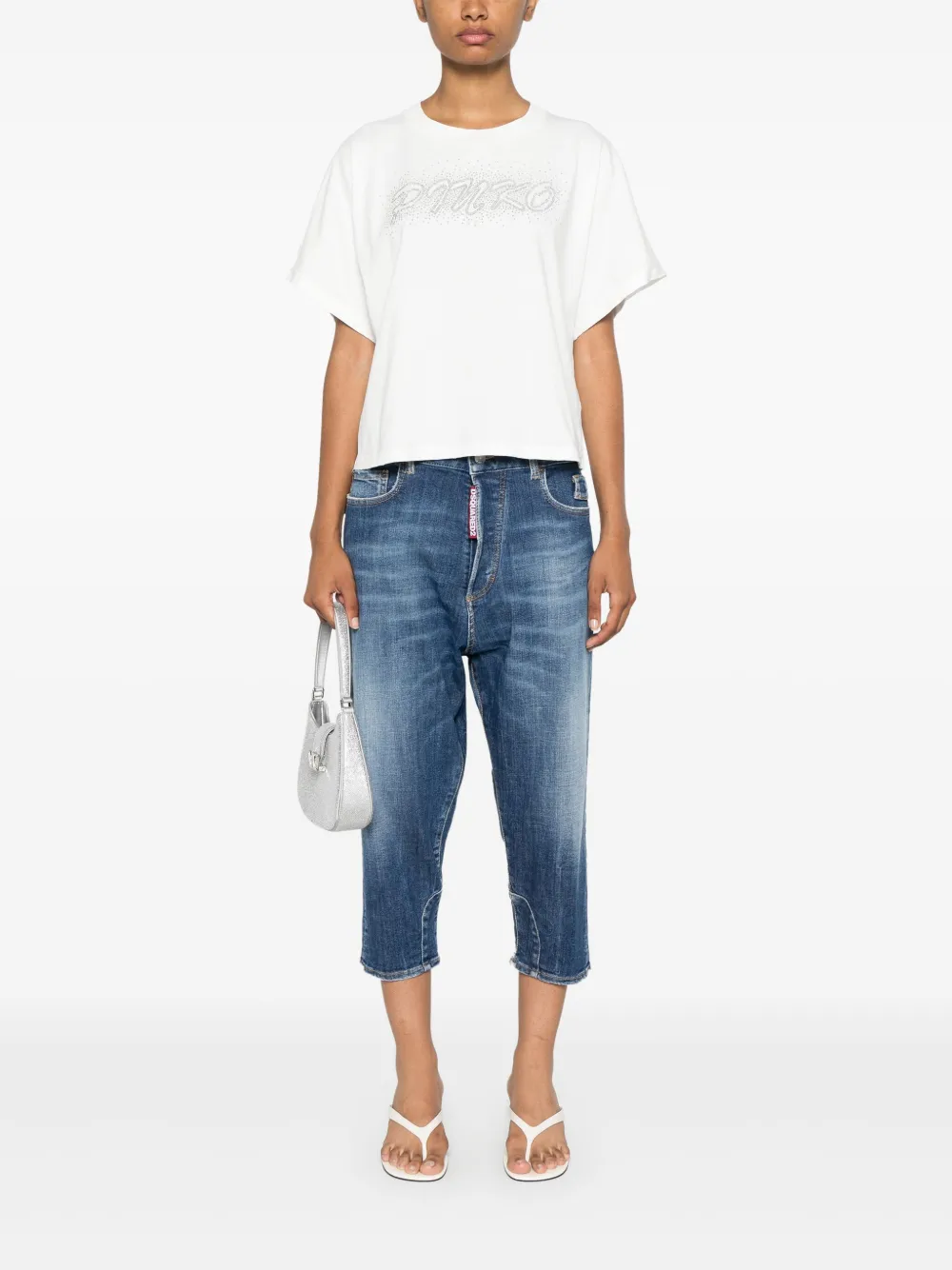 PINKO T-shirt met logo van studs - Wit