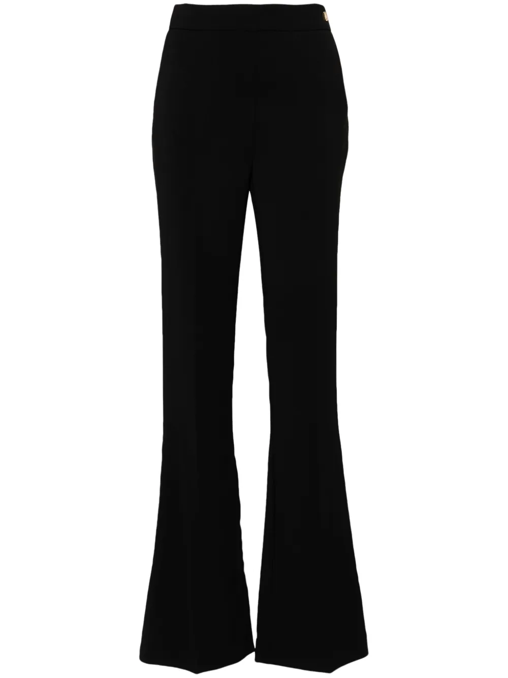 Elisabetta Franchi Crêpe broek met logo ringlets Zwart