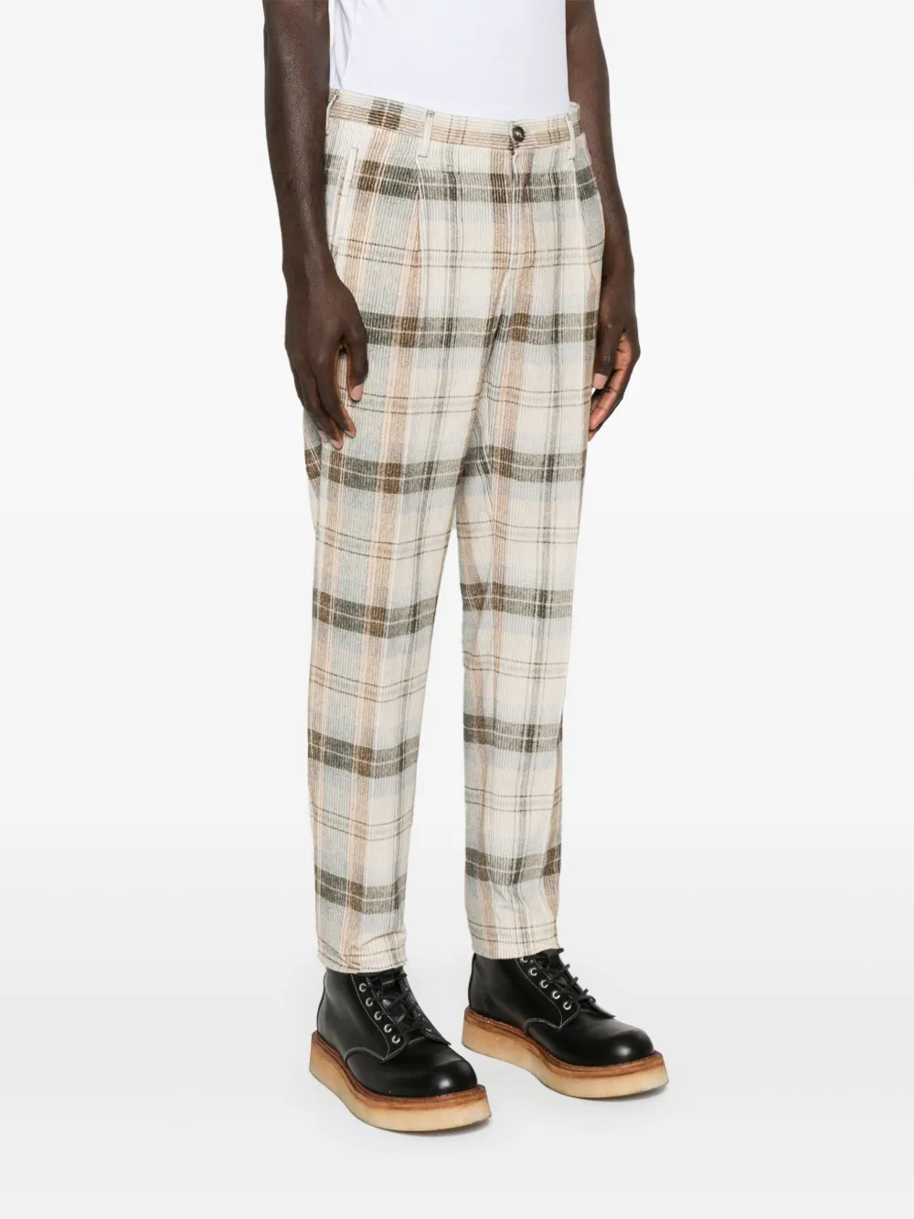 Incotex Ribfluwelen broek met toelopende pijpen Beige
