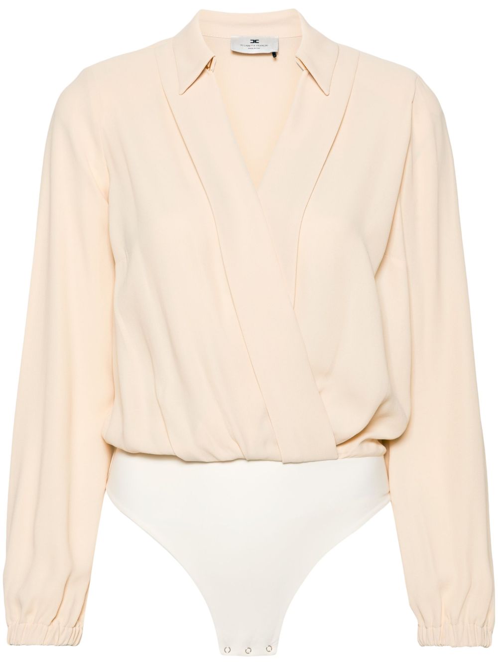 Elisabetta Franchi Georgette body met gekruiste hals Beige