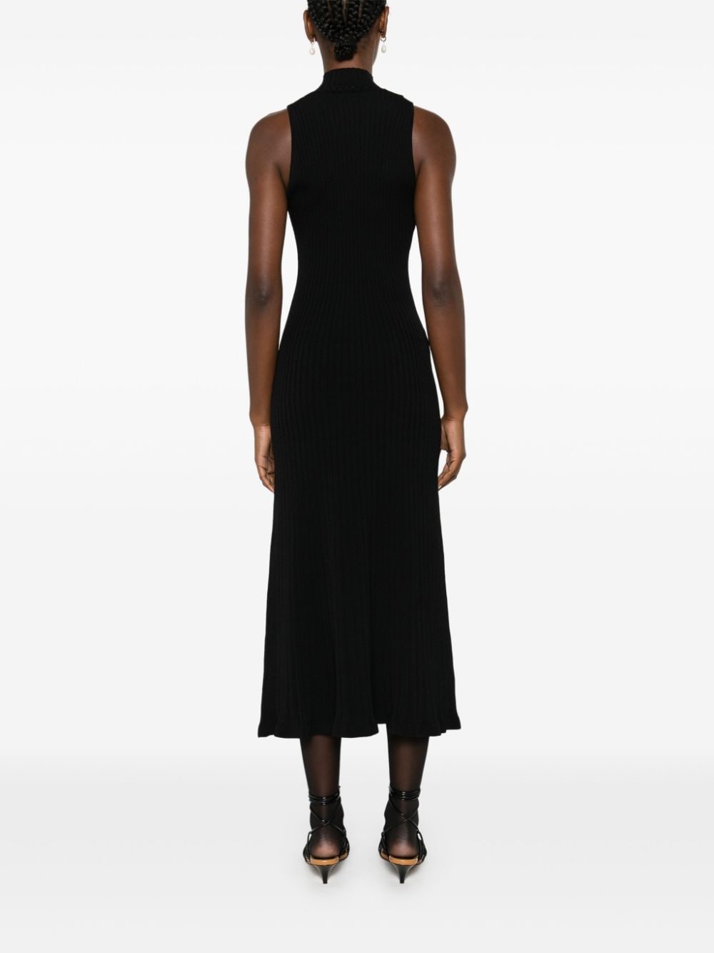 Shop Alberta Ferretti Ribbed-knit Maxi Dress In Black