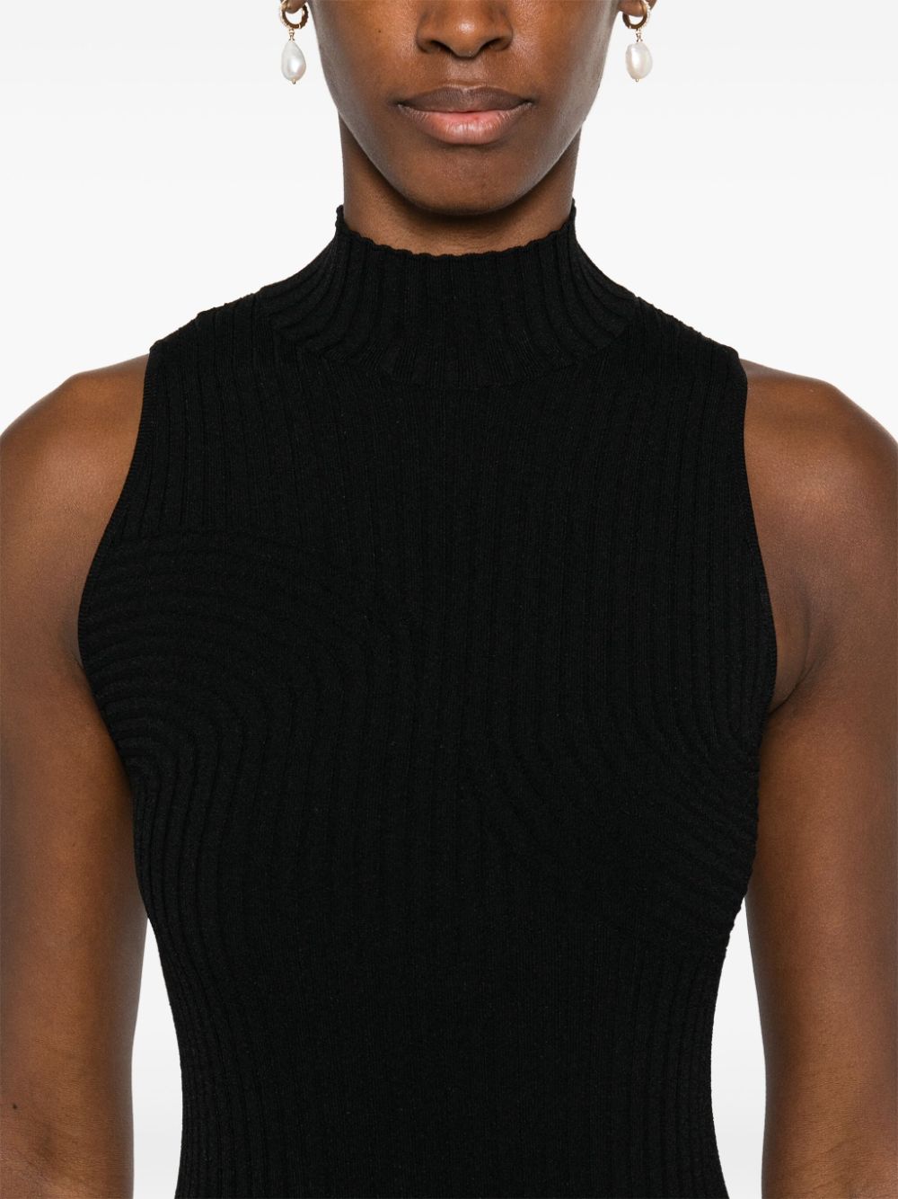 Shop Alberta Ferretti Ribbed-knit Maxi Dress In Black