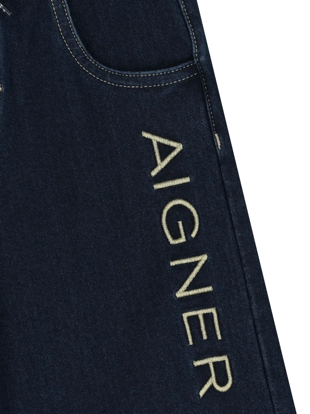 Aigner Kids Spijkershorts met geborduurd logo Blauw