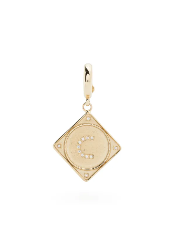 Lauren Rubinski 14K Yellow Gold Mono Bruno Letter Diamond Pendant