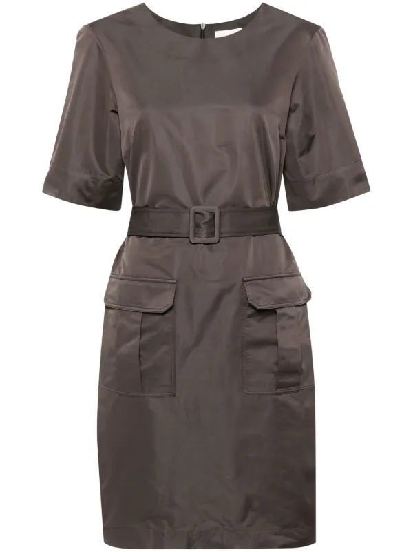 オールインワン・サロペット Parosh Belted Mini Dress With Keyhole Back Detail P.a.r.o.s.h Belted Mini Dress In Blue | ModeSens