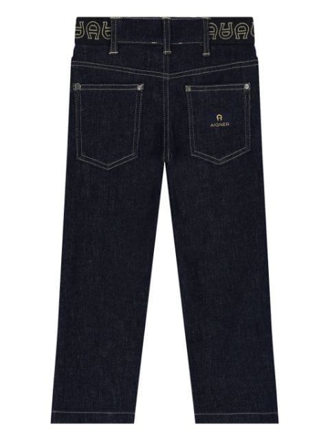 logo-embroidered jeans