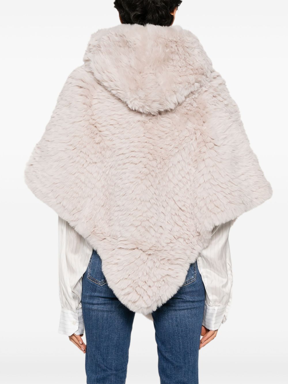 Shop Liu •jo Faux-fur Poncho In Neutrals