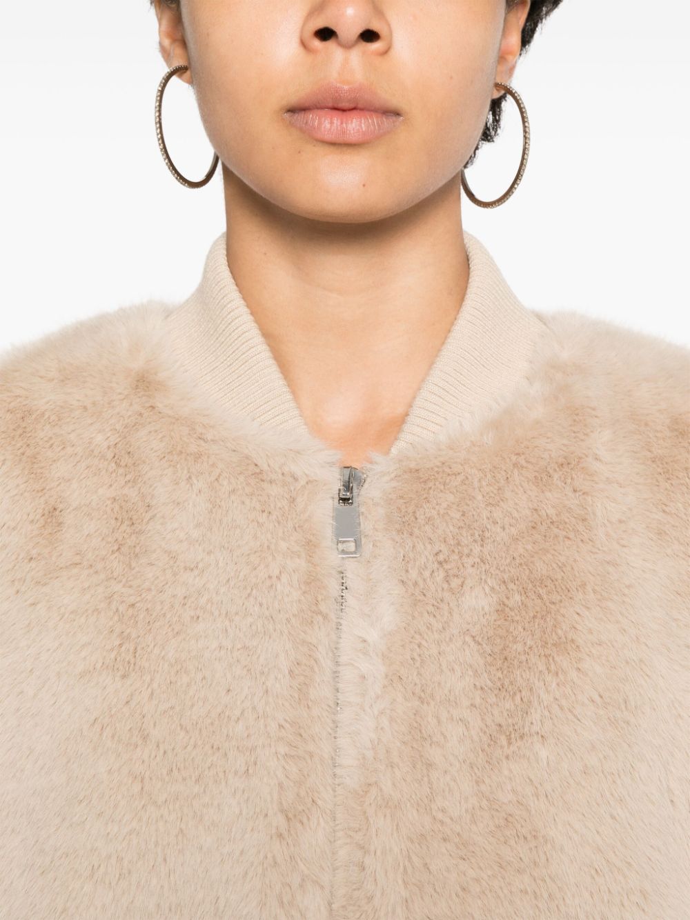 Shop P.a.r.o.s.h Faux-fur Coat In Neutrals