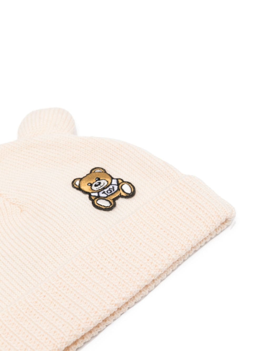 Moschino Kids Teddy Bear-patch beanie hat - Beige