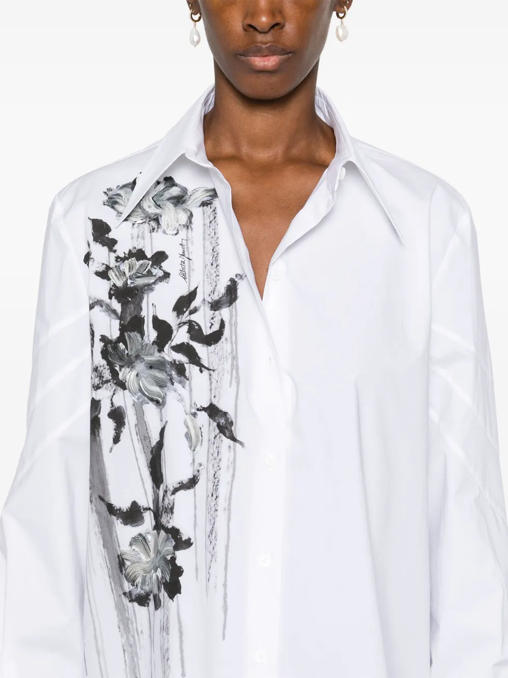 Alberta Ferretti blouse met bloemenprint Wit