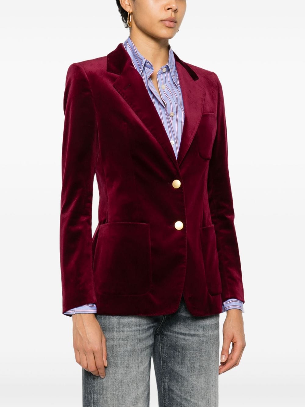 Shop Tagliatore Velvet Blazer In Red