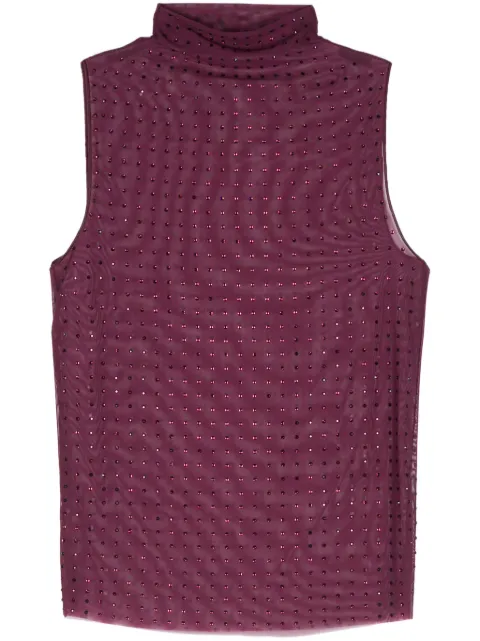 PINKO rhinestoned tulle top