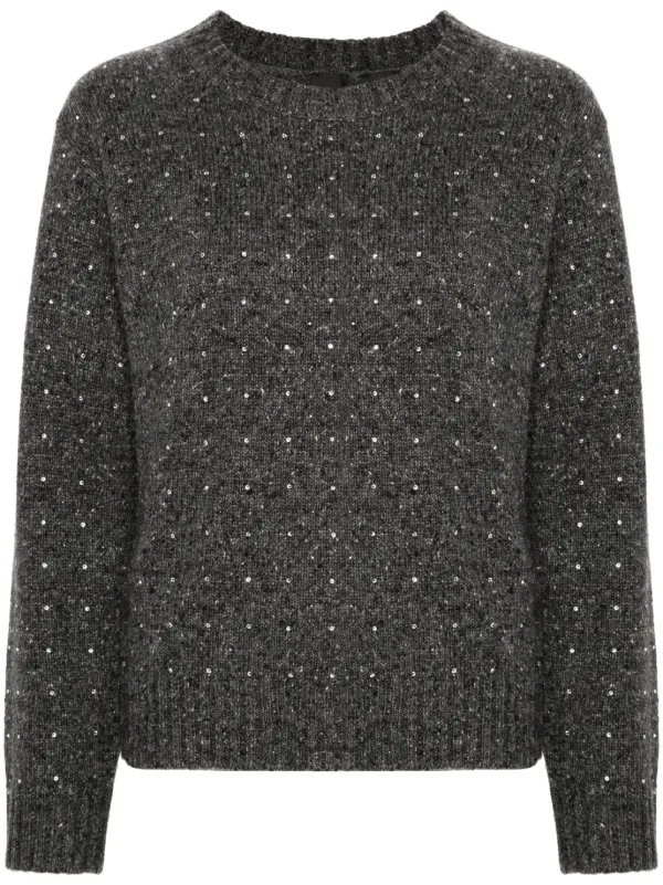 PINKO crystal-embellished Sweater Grey FARFETCH IN