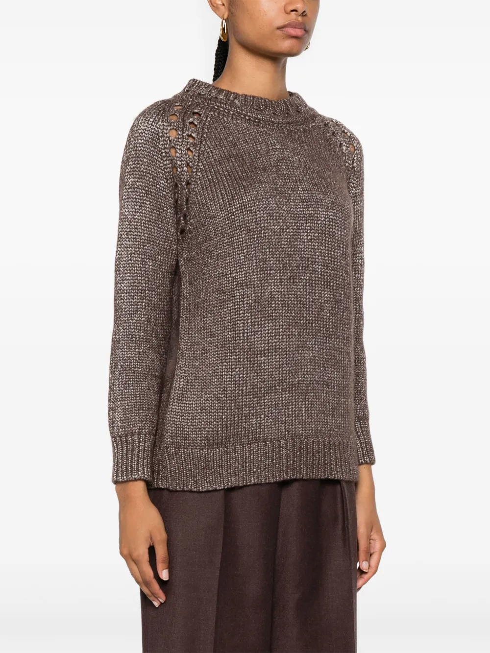 Kiton Open-knit Jumper In Brown