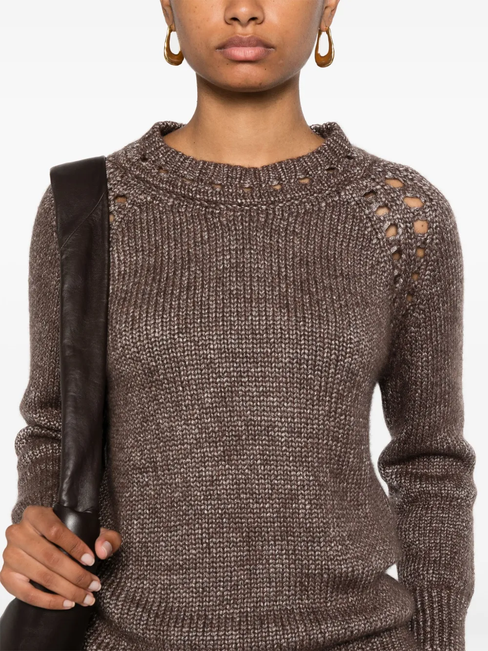 Kiton Open-knit Jumper In Brown