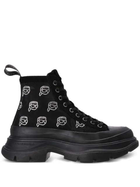 Karl Lagerfeld Luna rhinestone mesh boots