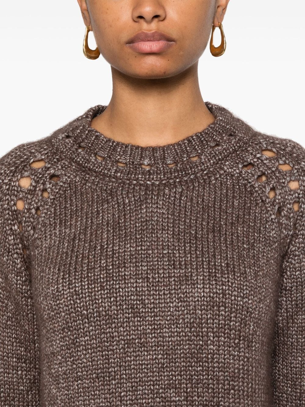 Shop Kiton Open-knit Jumper In Brown