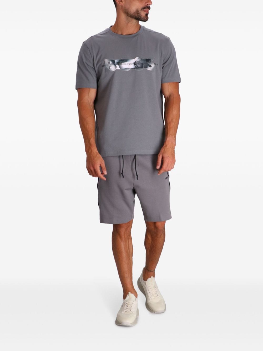 Shop Hugo Boss Logo-print T-shirt In Grey