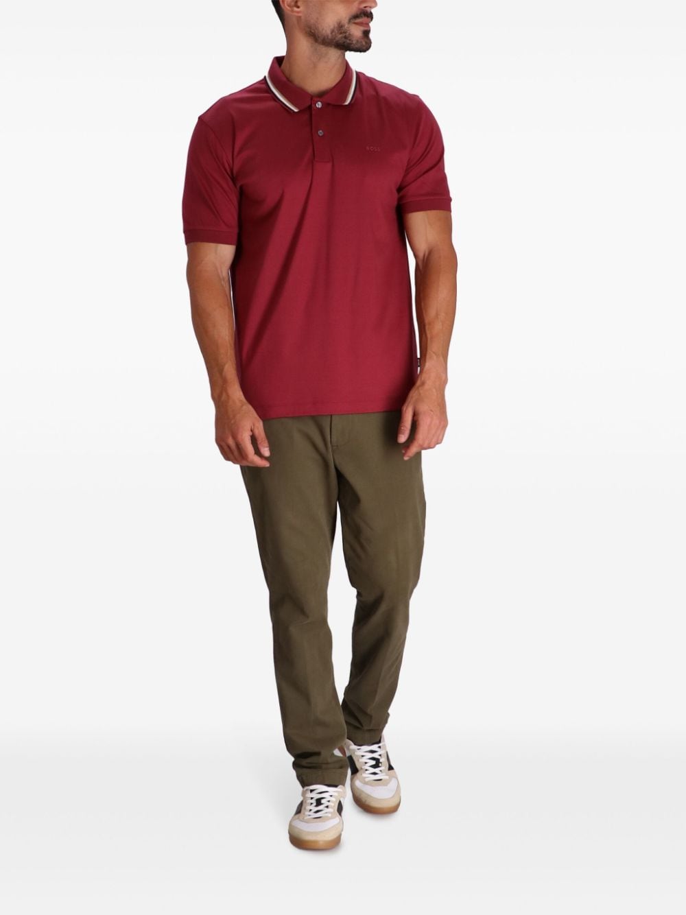 BOSS Poloshirt met logoprint - Rood