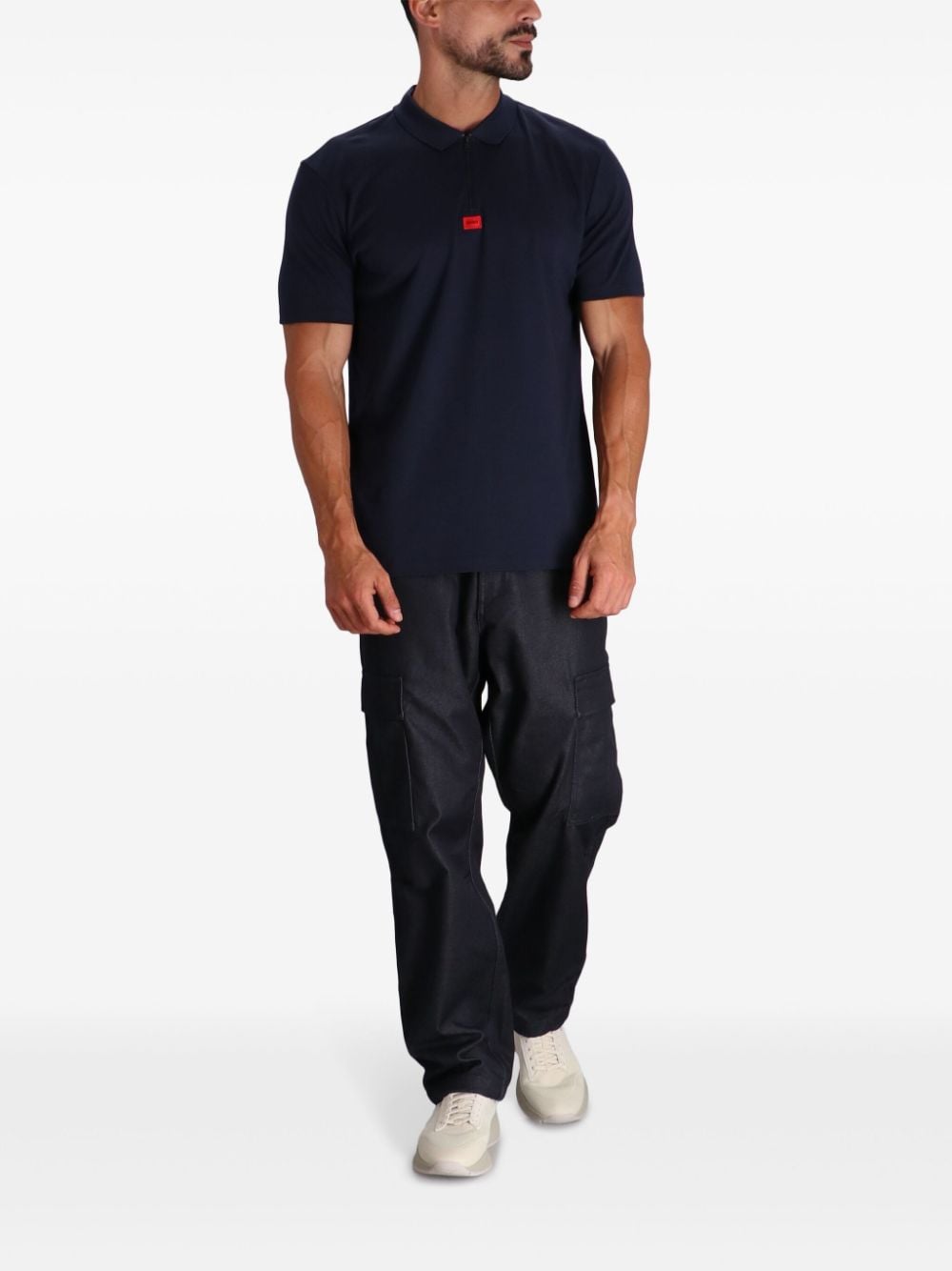 HUGO Poloshirt met logo-applicatie - Blauw